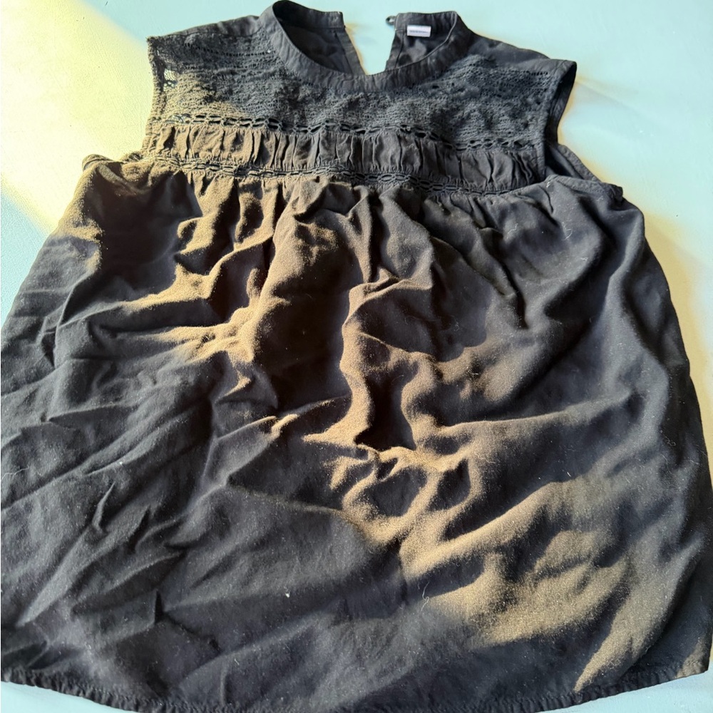 Black Sleeveless Top with Lace Detail